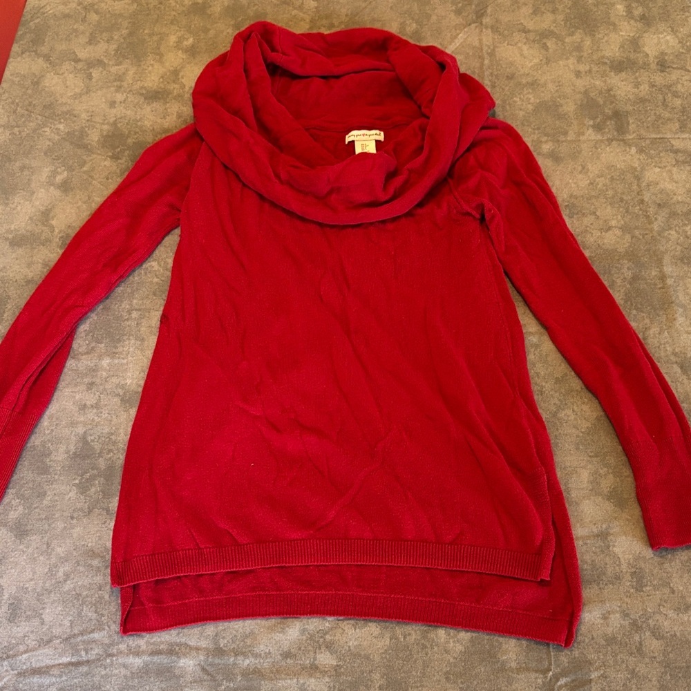 Elegant Red Cowl Neck Sweater